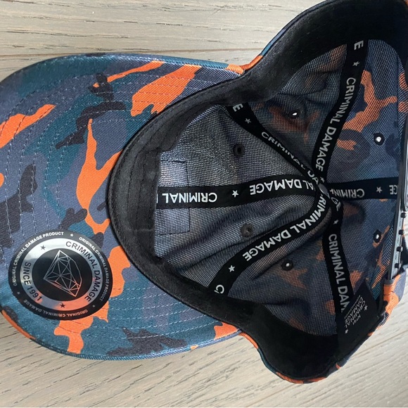 CRIMINAL DAMAGE. Adjustable Cream Coloured Hat with stitched decals. - Picture 8 of 9